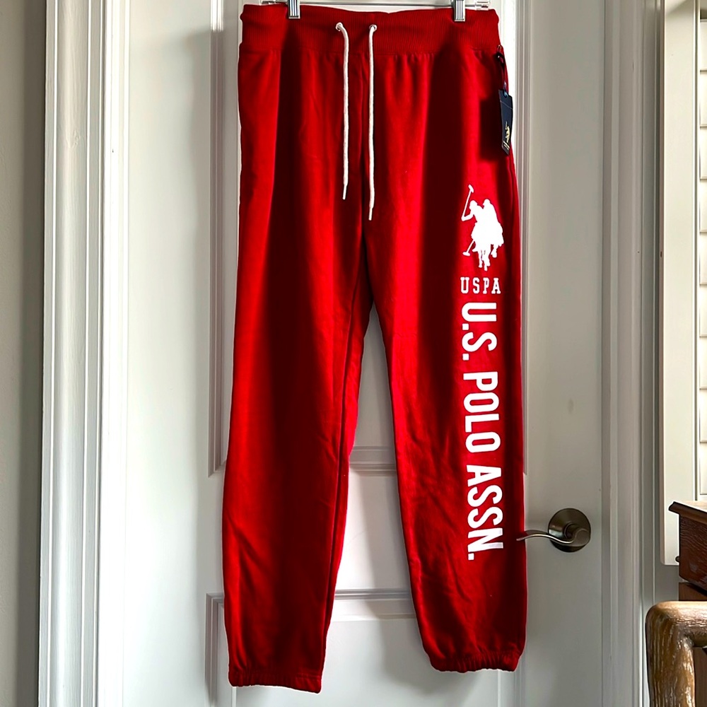 NWT US Polo ASSN  large red sweatpants with pockets